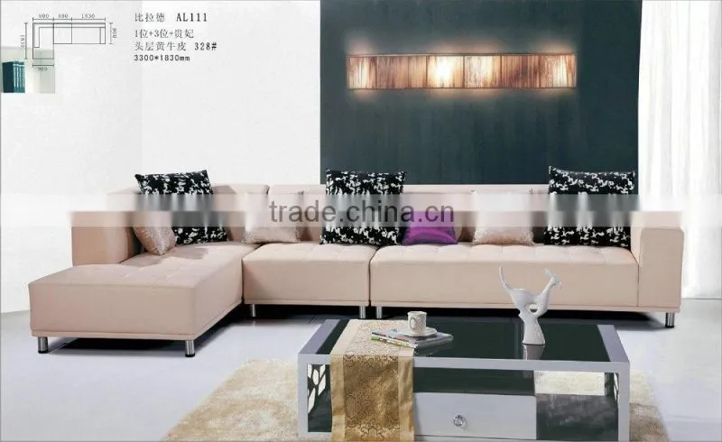 Modern100% First Layout Cow leather Sofa 3m White High Quality Sofa Sets AL112