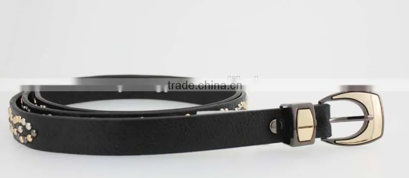 2015 Women's Fashion beads belt with leather belt with high quality leather in YiWu