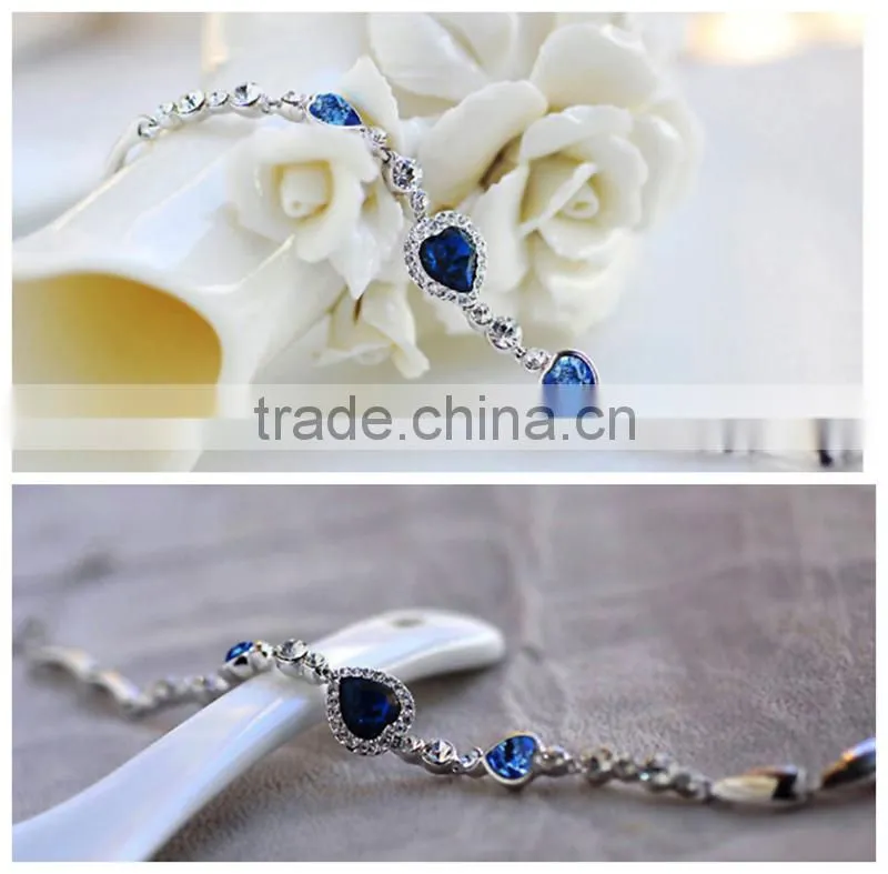 Cheap price heart shaped bracelet pink rhinestone healthy bracelet
