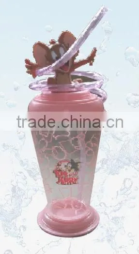 great for party cute design plastic cup with lid and straw