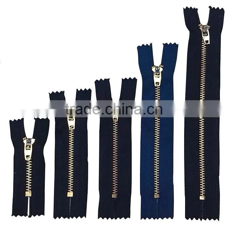 3# auto lock close end bronze metal zipper for jeans wholesale cloth accessories zipper
