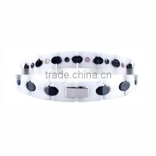 Mens Fashionable Hi-tech White Ceramic Magnetic Healthy Wrist Bracelet