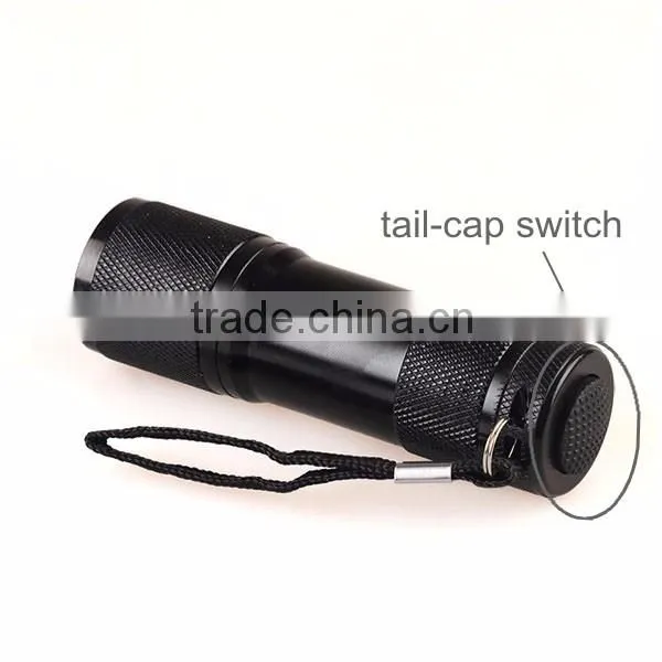 9 led 365nm uv flashlight for detecting fluorescer in cosmetics and baby stuff, Counterfeit Banknotes, Minerals, diamonds