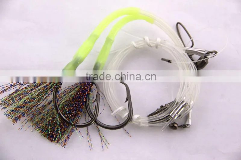 Groper Heavy Duty rigs two Flasher 13/0 recurve circle hooks effective on other deep water fish