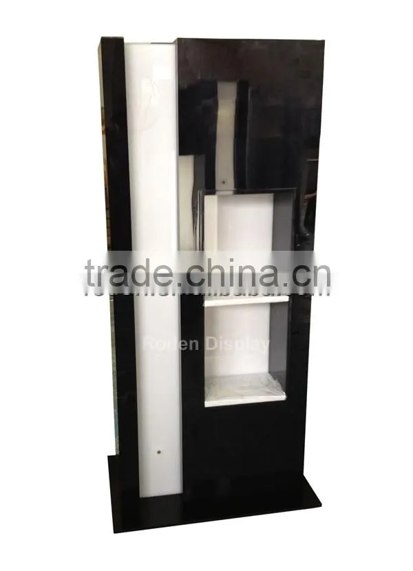 Hot Sale Wine Floor Stand Wooden Wine Display Stand With LED Lighting