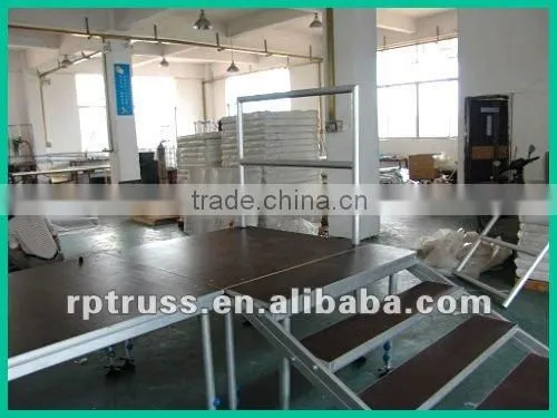 exhibition aluminium lighting stage truss,aluminium stage truss,trade show aluminium stage with glass plywood platform