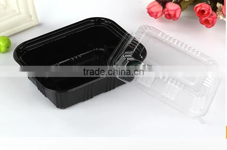 black plastic rectangle food container / disposable sushi box /plastic storage box