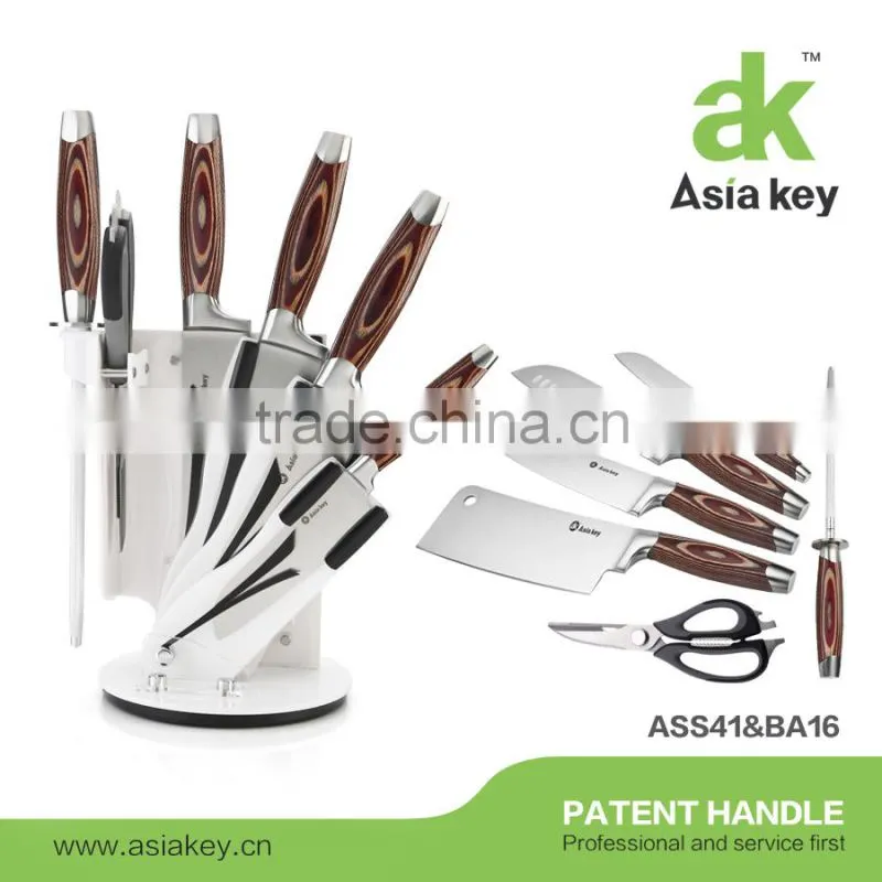 Sharp blade knife set for kitchen wooden handle acrylic block