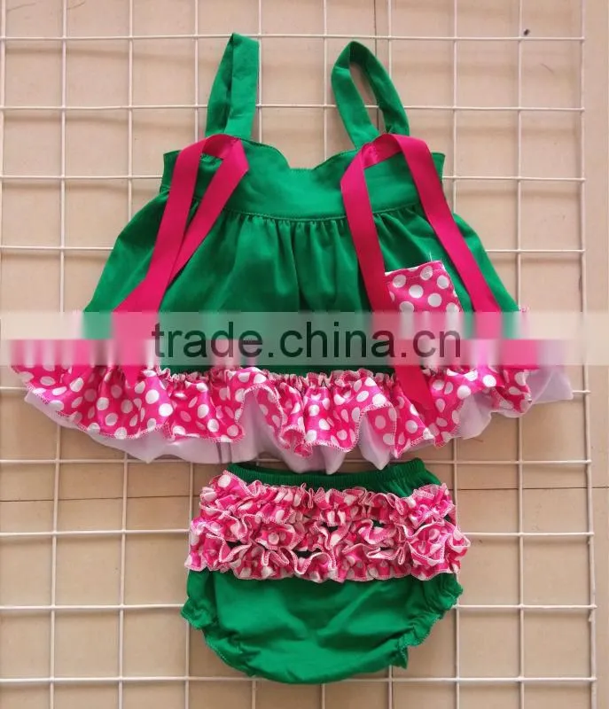 2013 lastest new design Wholesale cotton chevron swing top with bloomer set for baby