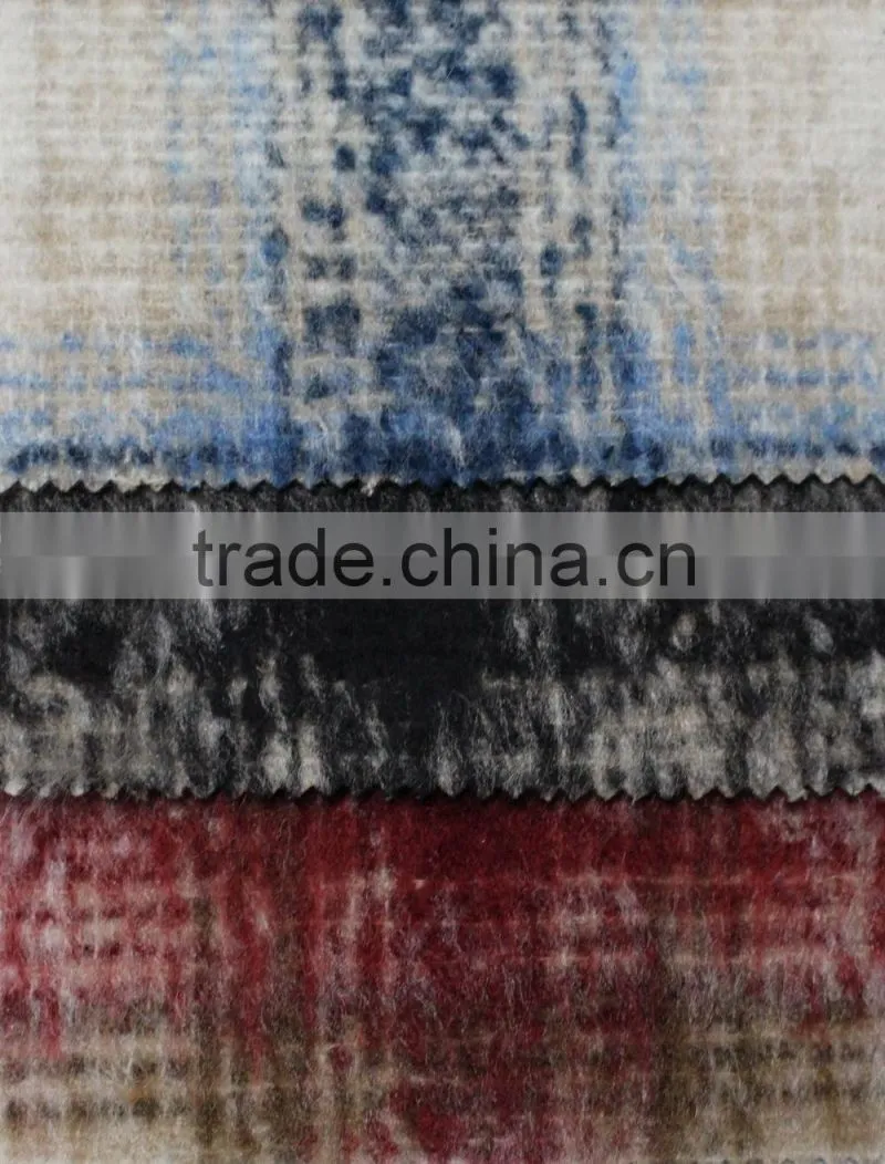 Fall winter thick scotch plaid brushed polyester acryilic blend wool fabric