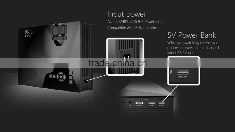 UNIC UC46 Projector Portable Red-Blue 3D Effect Simplified Micro Full HD 1080P with WIFI Home Cinema LED Projector US/EU/UK Plug