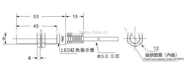 M8 F&C F3C-08KS01Series Proximity Position Sensor, 2 Years warranty, 360 Degree LED View, Flush Sensor.