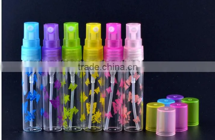 The butterfly frosting 5 ml cosmetic packaging bottle perfume bottles Portable perfume spray bottle glass drawn tube bottles