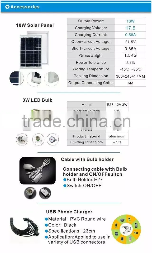 Portable 10w solar power generator small solar power system for home use