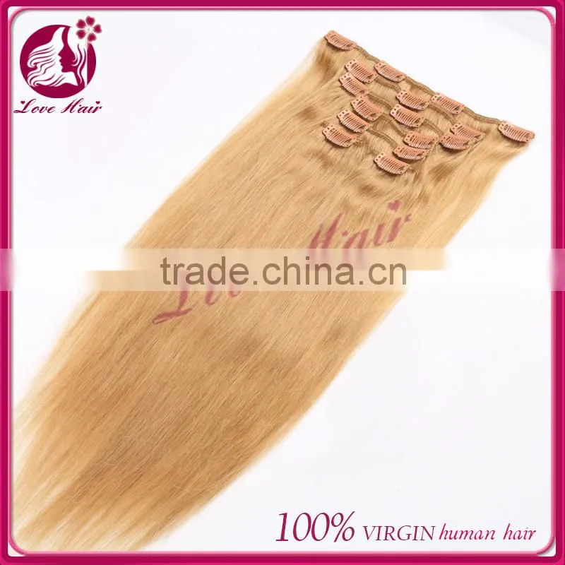 2015 wholesale 18" silk straight hair 100% Brazilian virgin hair clip-in hair extension,accept escrow