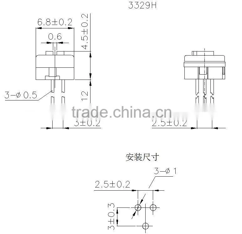 ROHS 3329H 10k ohm trimpot variable resistor