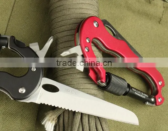 OEM outdoor stainless steel multi Carabiner hook for mountain climbing multi knife UDTEK01914