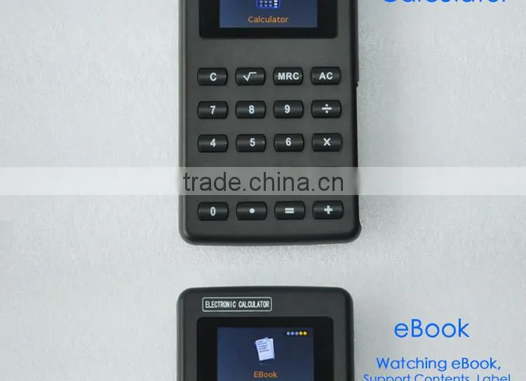 Magic Calculator with MP4 function has eBook, Photo, Music, Video, Recorder, FM Radio, Emergency Button to back to Calculator