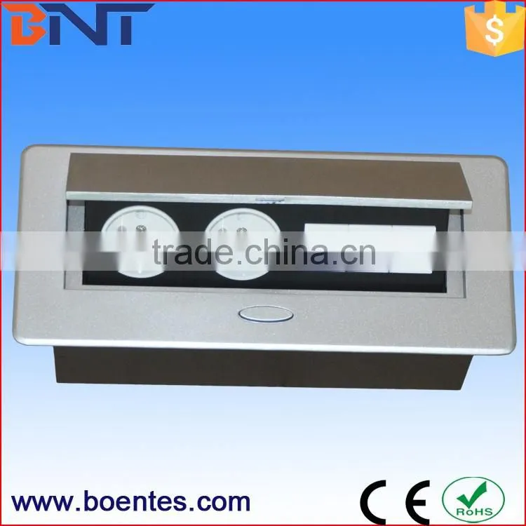 Tabletop/Desktop Pop Up Power Outlet with French Standard Sockets+USB+Data