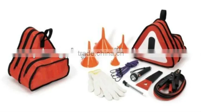 34 pcs Vehicle Emergency Kit with Warning Triangle