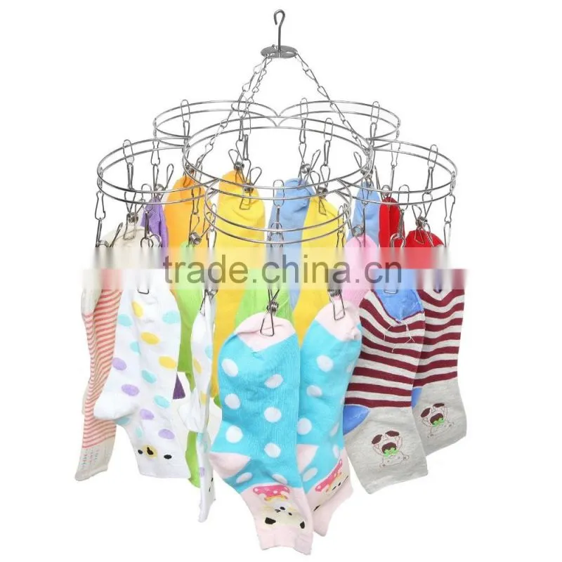 Modern Stainless Steel Metal 20 Clip Ring Design Hanging Clothespins / Garment Drying Rack