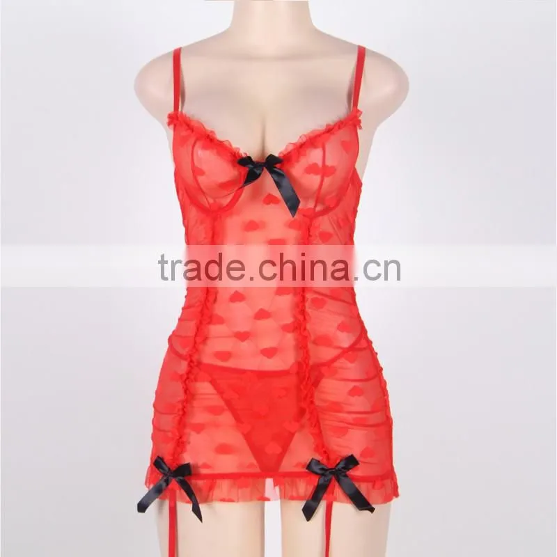 2016 In stock transparent sexy plus size lingerie
