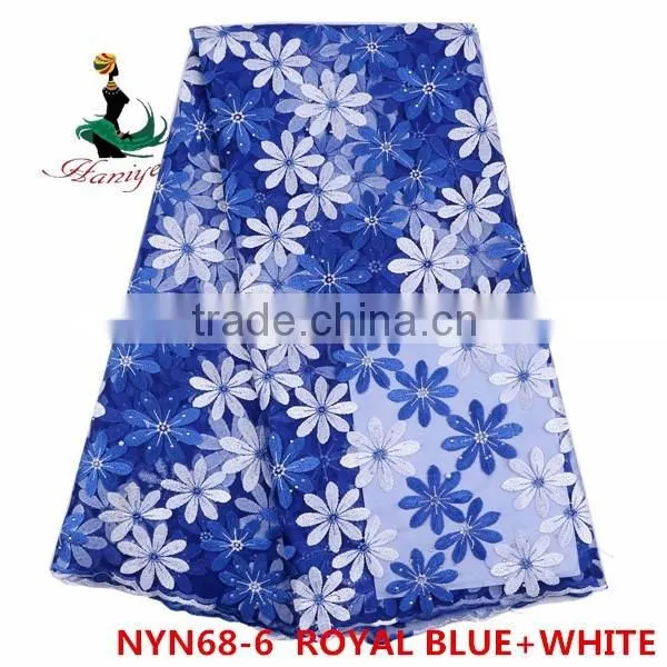 Haniye 2016 wholesale new embroidered net/tulle lace fabric african french net lace for wedding/praty /NYN68