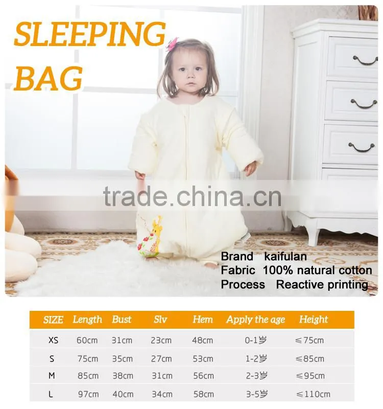 100% cotton anti kicking infant child foot sleeping bag thick filling for autumn and winter pink style