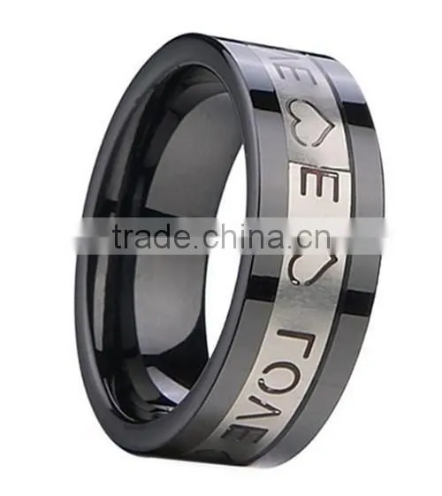Fashionable Men and Women Black Ceramic Wedding Band Ring