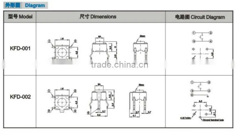 'KFC-001 4.5mm tact switch