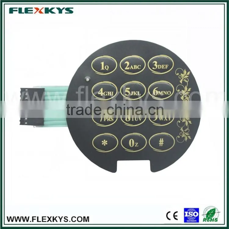 Most popular embossing key poly dome tactile feedback 2.54mm female connector membrane switch