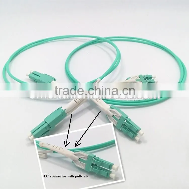 fiber optic LC uniboot patch cord with pull-tab