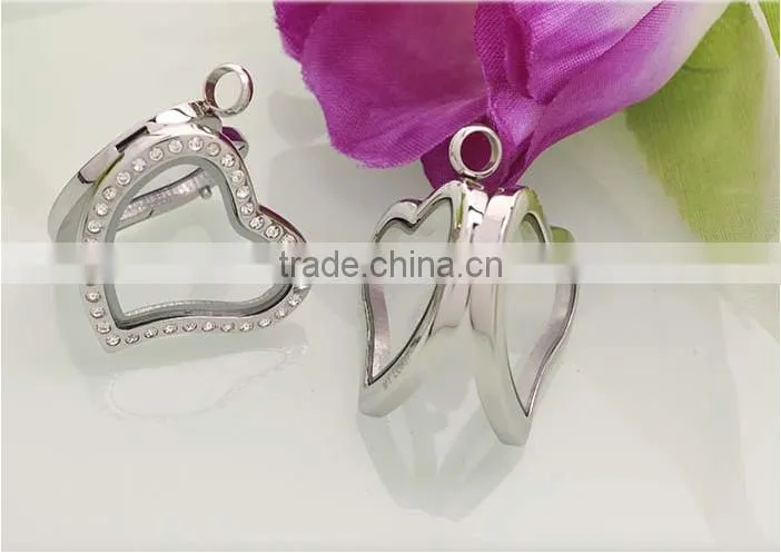 metal heart pendants floating charm locket heart