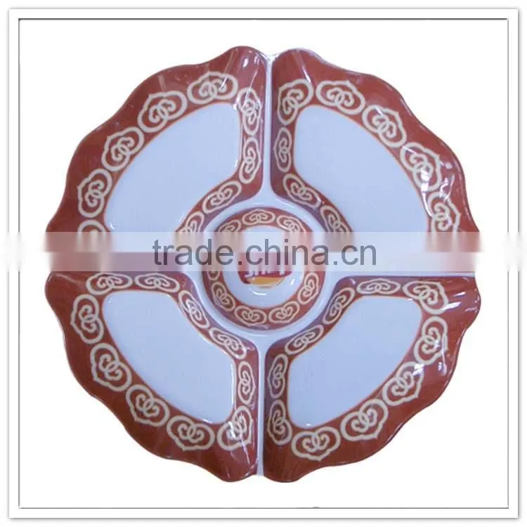 5 sections hotel use melamine snake plate/devided plate