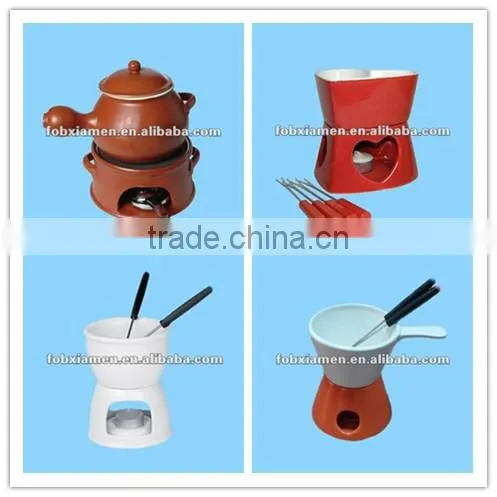 Wholesale red ceramic chocolate fondue