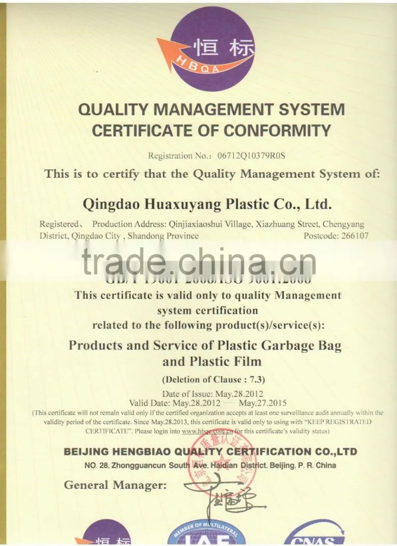 PE Plastic Drawstring Trash garbage bag