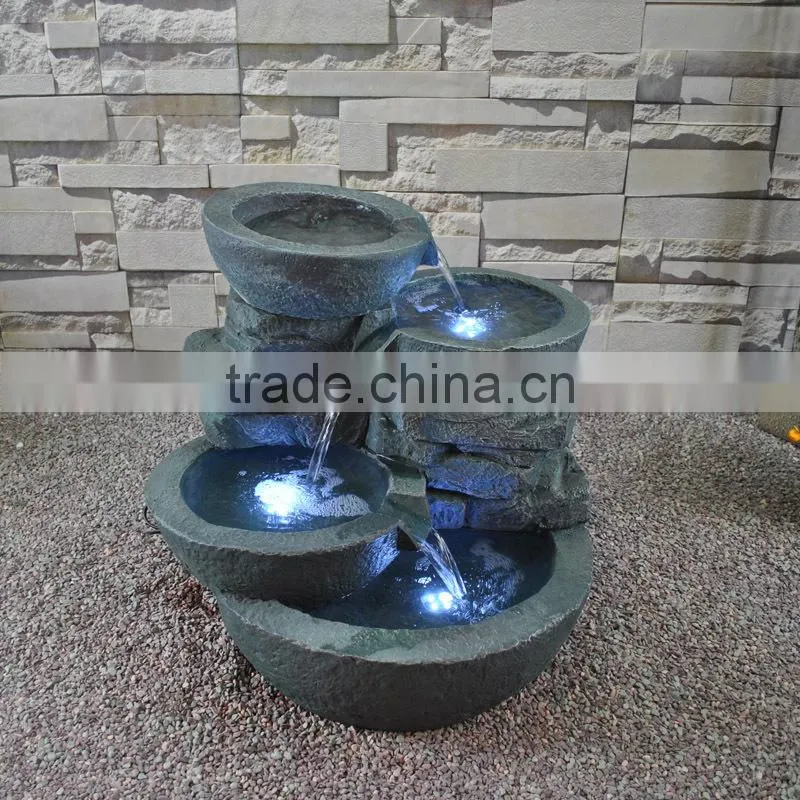 Green Unique Fiberglass Led Outdoor Square Balcony Garden Water Feature