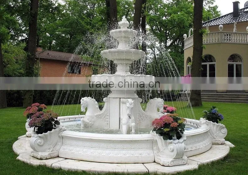 outdoor decoration antique natural stone garden big horse water fountains
