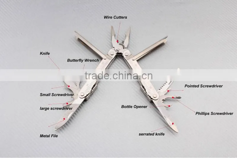 All locking features Stainless steel multi-tool