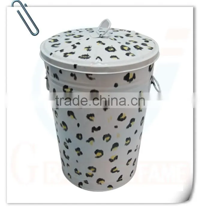 household big colorful with lid metal waste bin