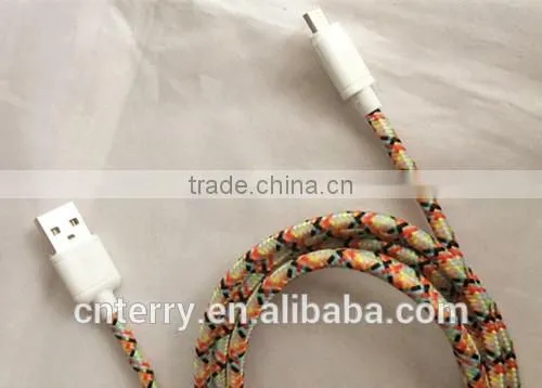 1.4M woven nylon cloth usb data cable for iPhone &Samsung