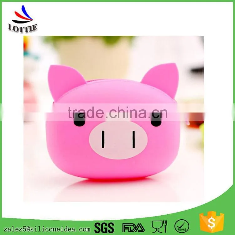 Promotional cartoon shape silicone coin bag food grade silicone coin wallet for kids