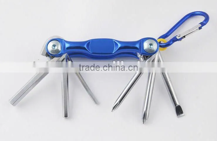 2014 new Stock pocket mini multi aluminium oxide promotion bike keychain tools 603-6