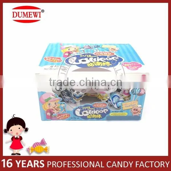 Lovely Animal Shape Lollipops Candy with Funny Pen Cap Toy