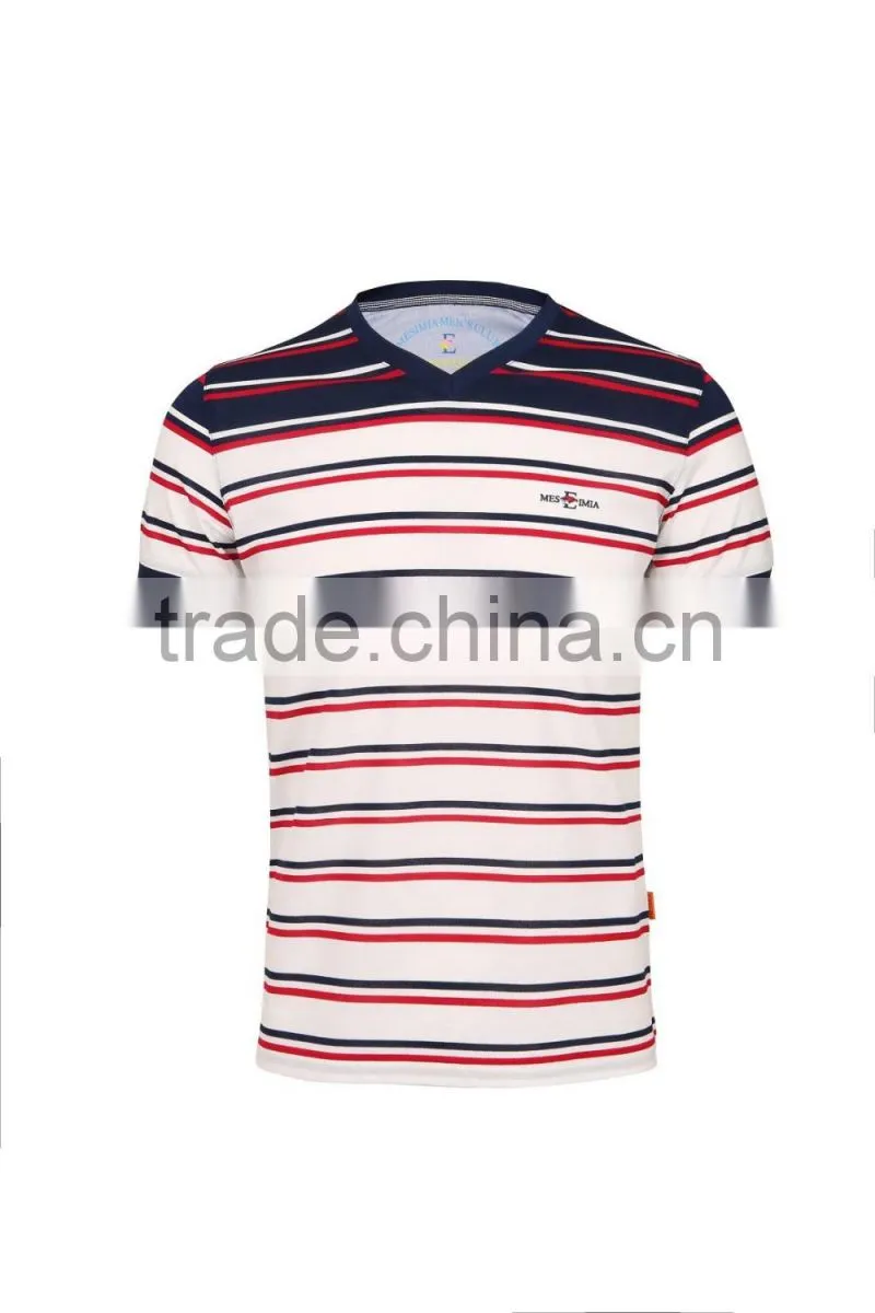 Men 's factory cheap wholesa flat knit stripe t-shirt