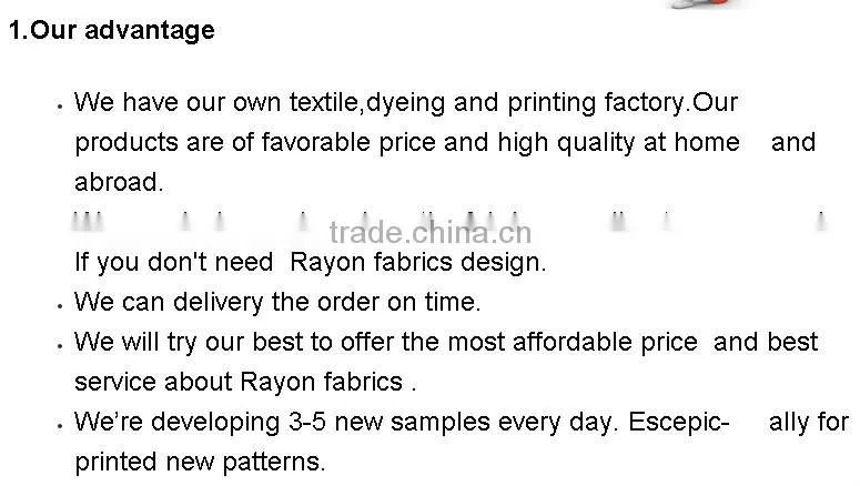 new fashion 100% rayon challis print wholesale 100% rayon print for lady's dress