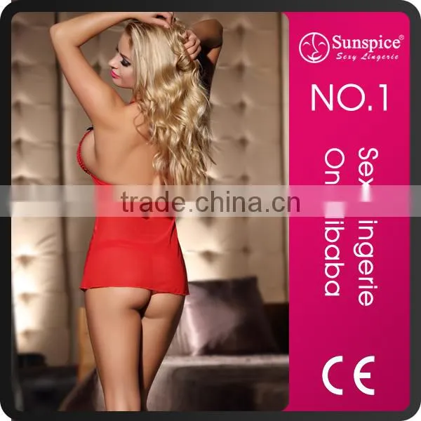 women open big breast sexy red night lingerie baby doll