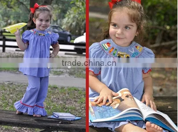 Infant/Toddler Girl Hand Smocked School Girl's Pants Set, Smocked American Bloomers Set