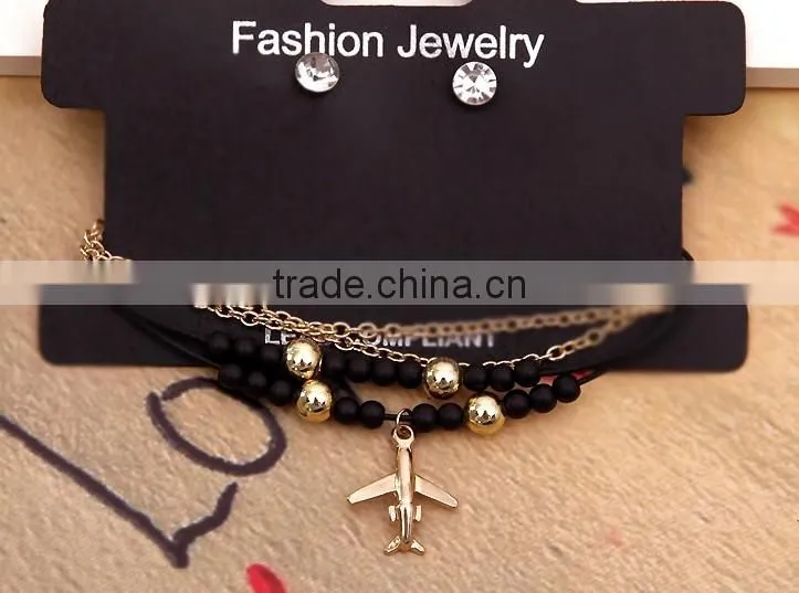2015 hot selling lace bracelet&ring sets bride wedding jewelry set wholesale