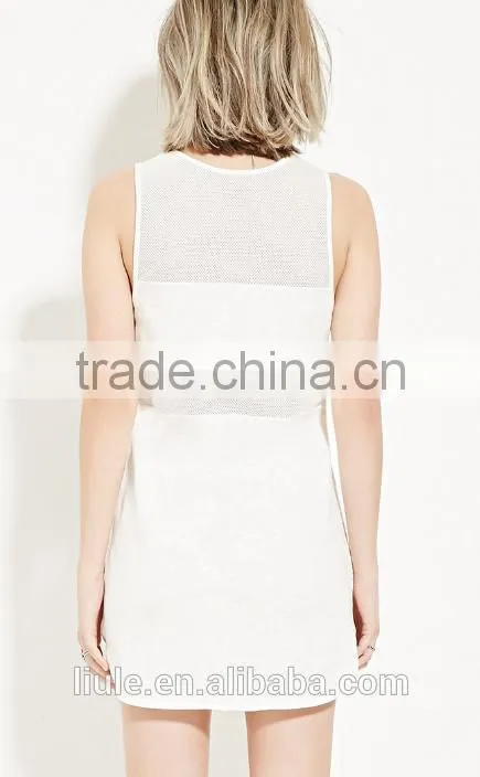 New Design Women Cotton Lace Perspective Sleeveless casual Dresses sexy dress for ladies